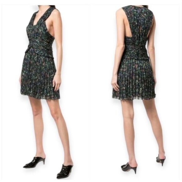 Derek Lam 10 Crosby Black Ruched Pleated Silk Mini Dress Size 4 New - Picture 2 of 14